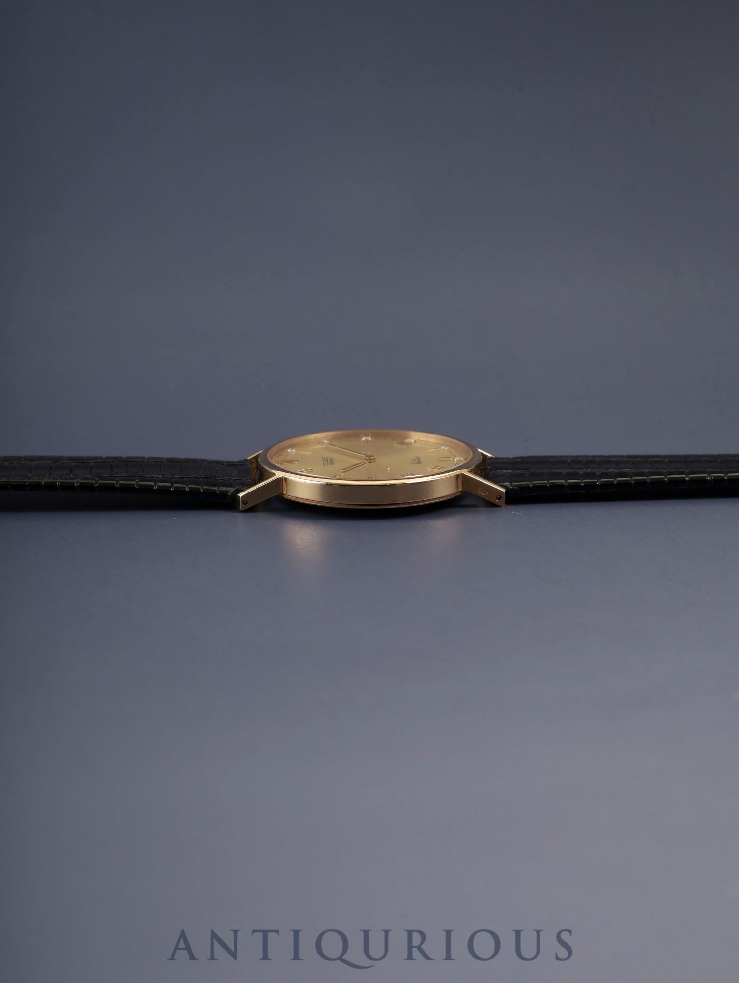 Rolex Cellini 5112, manual winding, Cal. 1601, 750YG, leather strap, original pin buckle (750YG), champagne diamond Roman numeral dial, L-series (1989-1990), repair invoice included, recently overhauled.