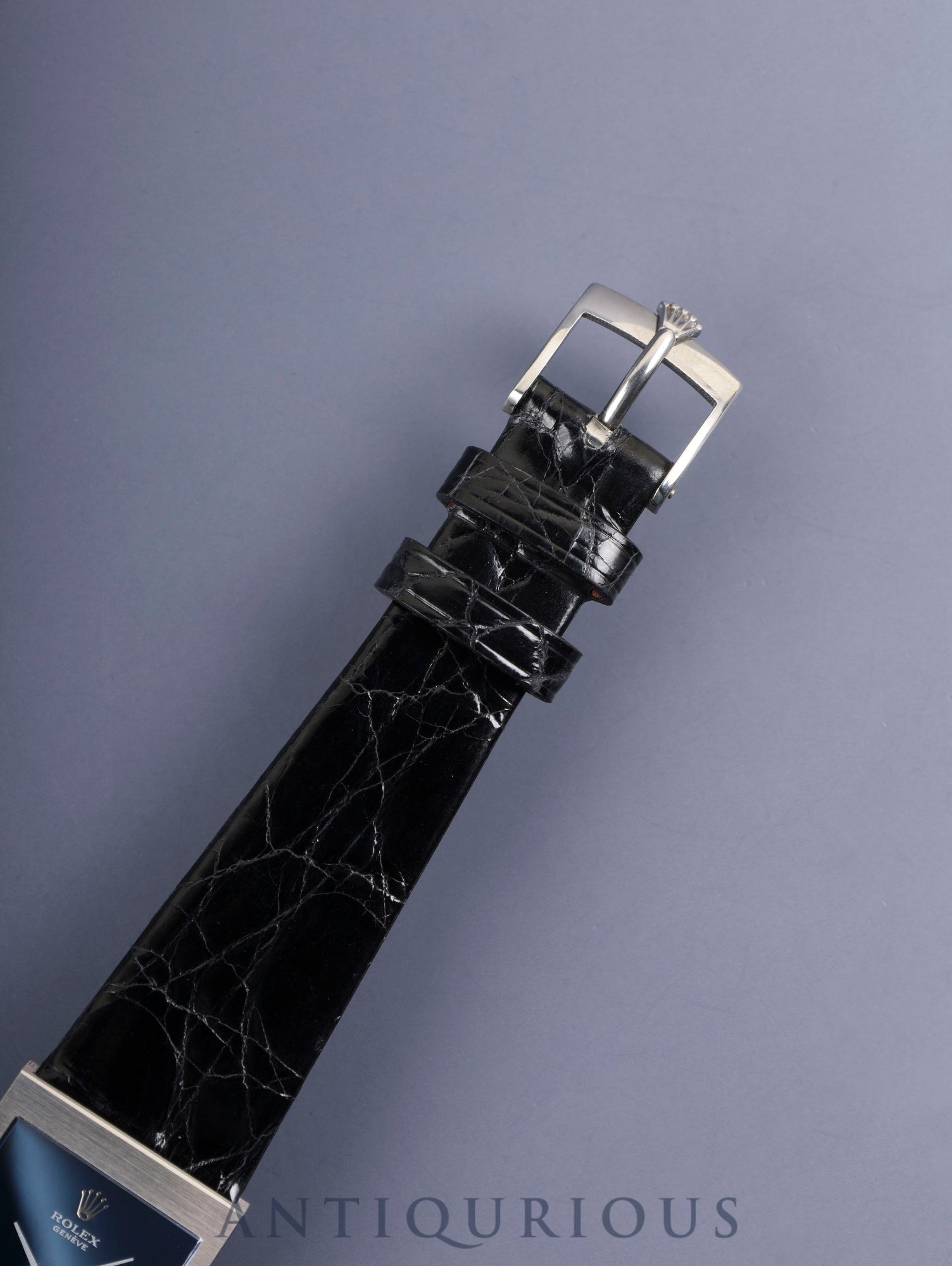 ロレックス チェリーニ 4014 手巻き Cal.1600 750WG 革 純正尾錠（GP） ブルー文字盤 35番台（1972年）オーバーホール済み