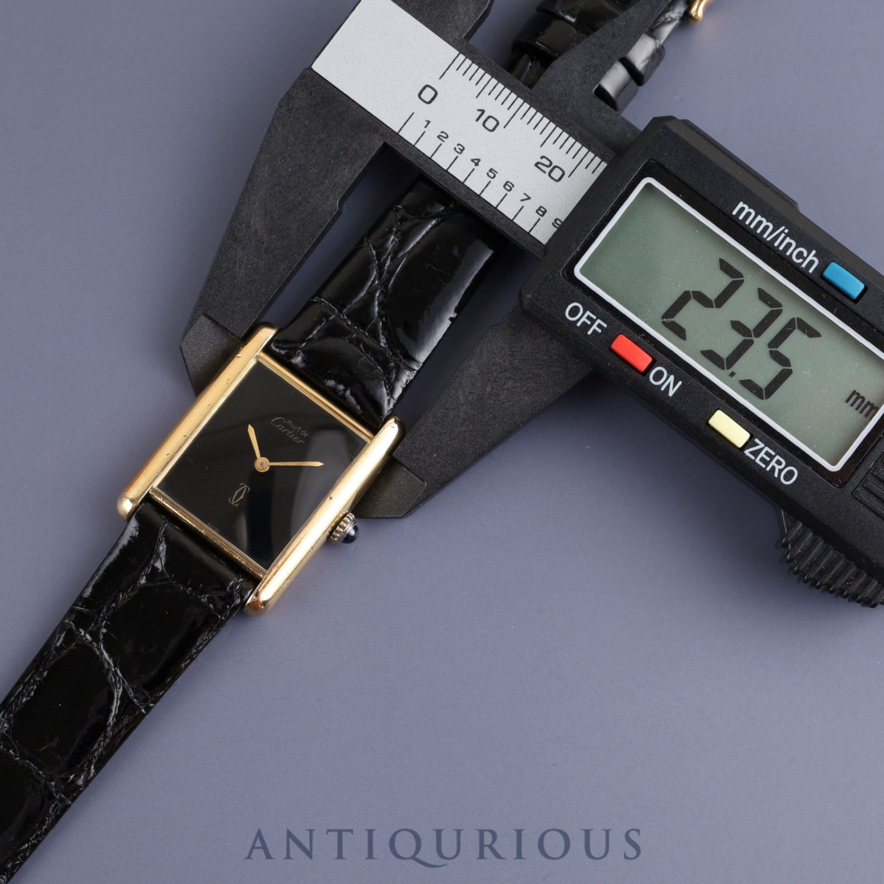 Cartier Must Tank LM Manual winding Cal.78-1 SV925 Leather Genuine buckle (GP) Onyx dial Overhauled