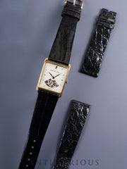 Audemars Piguet Square Case Manual Wind Caliber 2003/2 750YG Leather Strap with Genuine Buckle (750YG) Silver Dial Overhauled