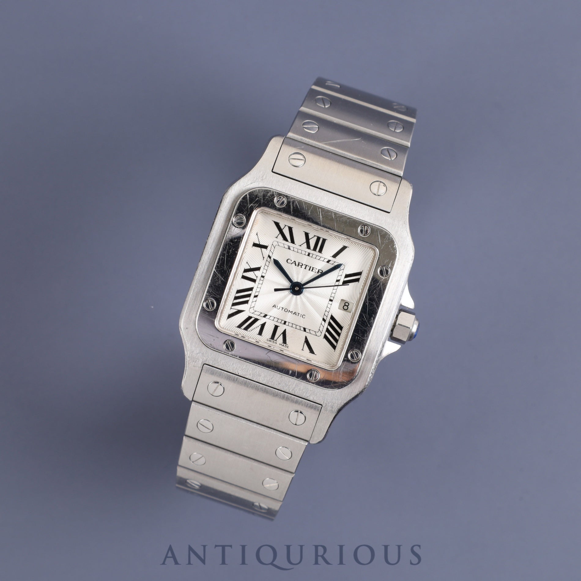 Cartier Santos Galbee LM 2319 Automatic SS SS Silver Guilloche Dial Overhauled