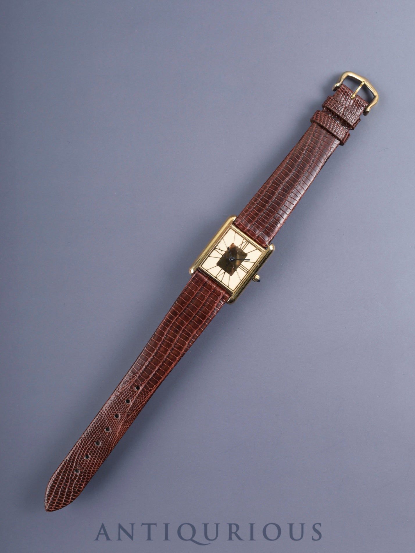 カルティエ マストタンク LM 6 81006 クォーツ 925 革 純正尾錠（GP）クロワゾネ文字盤 箱 カルティエブティックにてコンプリートサービス済み