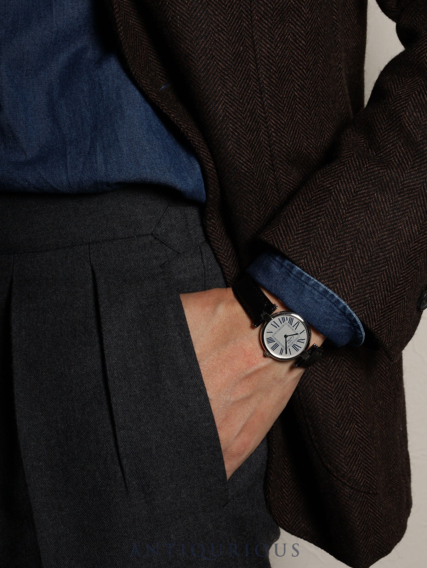 カルティエ マスト ヴァンドーム VLC LM 1860 クォーツ Cal.90.06 SV925 革 純正Dバックル（SS） オパラン文字盤 保証書（1996年）オーバーホール済み