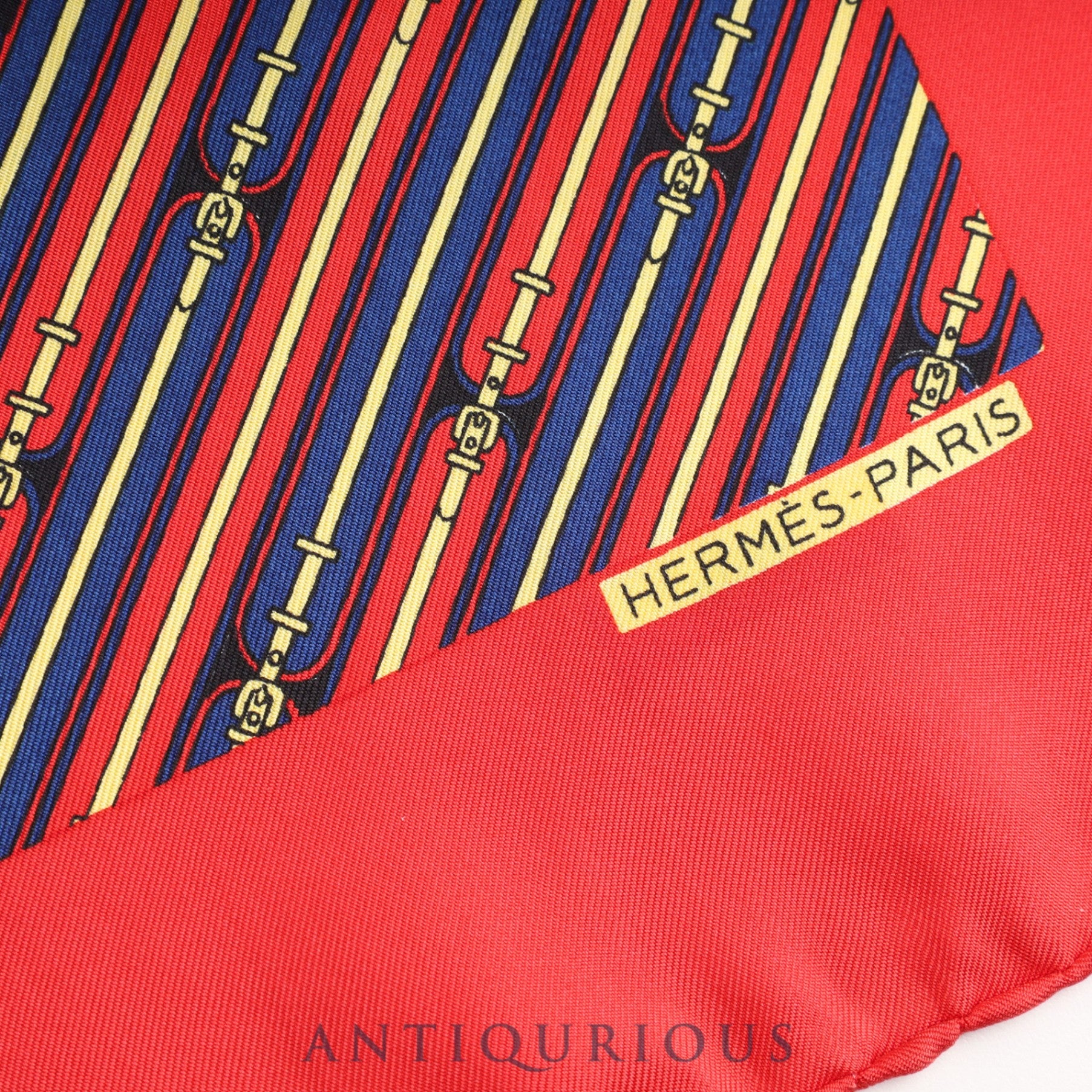 Hermes scarf Carre 45 all-over pattern red belt 100% SILK