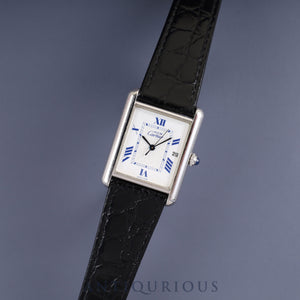 Cartier Must Tank GM (XL) W1014154 / 2414 Quartz Caliber 87 SV925 Leather Strap with Genuine Stainless Steel Buckle, White Roman Dial, Overhauled