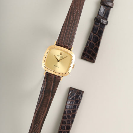 ロレックス チェリーニ 4082 手巻き Cal.1601 革 750YG 純正ピンバックル（GP）シャンパン文字盤 E番台（1990年～1991年）オーバーホール済み