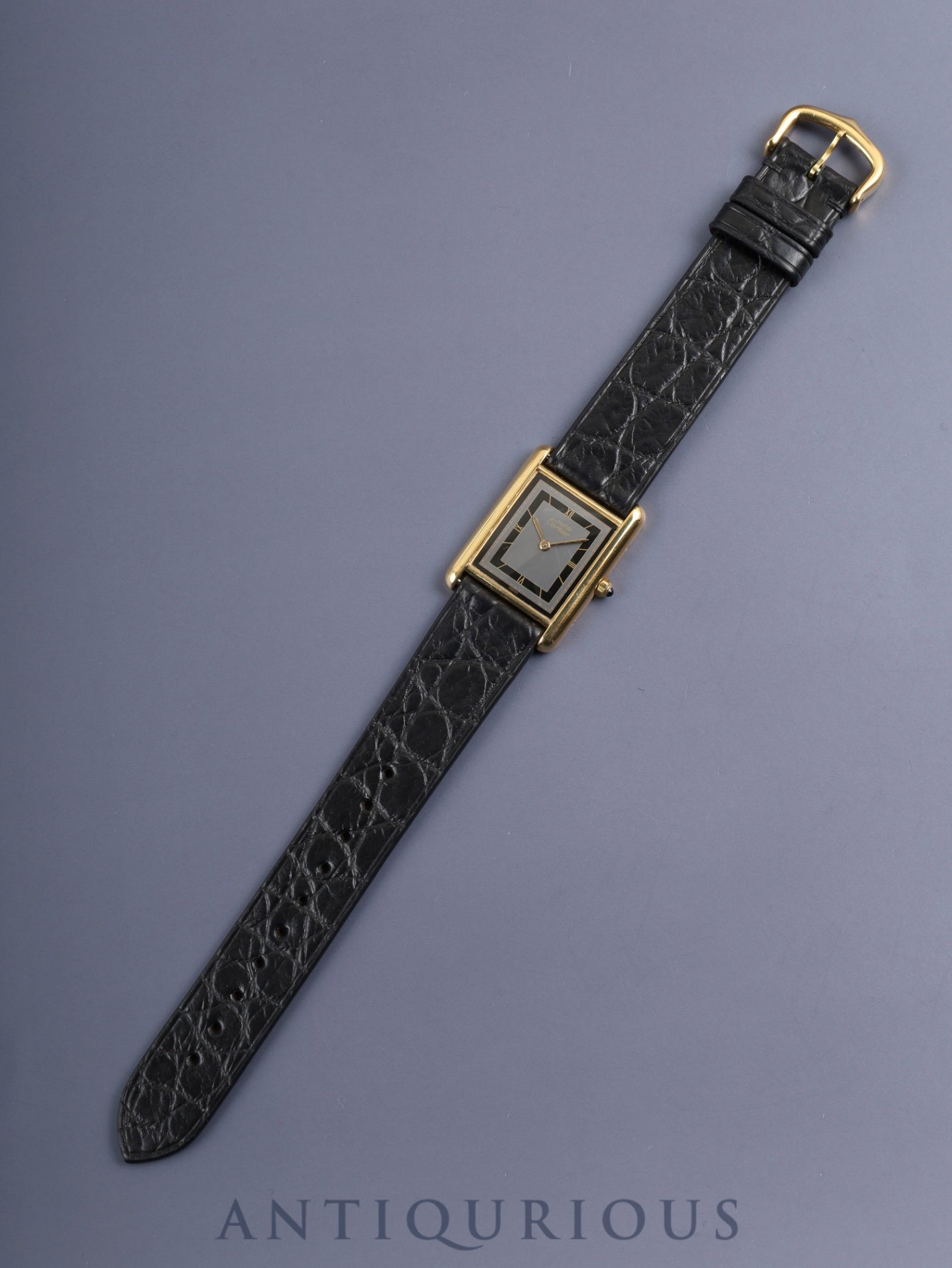 カルティエ マストタンク LM 6 81006 クォーツ Cal.81 SV925 革 純正ピンバックル（GP）グレー飛びローマン文字盤（SWISS表記 ）オーバーホール済み 新品仕上げ済み