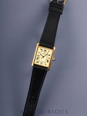 カルティエ マストタンク GM（XL） W1017454/2413 クォーツ Cal.687 SV925 革 純正尾錠（GP）アイボリーローマン文字盤（SWISS MADE表記） オーバーホール済み