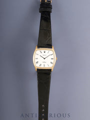 Rolex Cellini 3805 Hand-wound Cal. 1600 Leather 750YG Genuine Pin Buckle (GP) White Roman Dial No. 33 (1971) Box, Booklet, Mitsukoshi Repair Statements (2005 / 2022 / Includes personal name) With genuine leather strap, overhauled.
