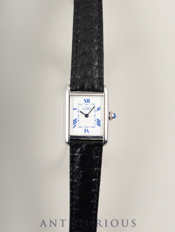 Cartier Must Tank MM W1014054 / 2416 Quartz Caliber 057 SV925 Leather Strap with Genuine D-Buckle (Stainless Steel) White Roman CC Dial Circa 1999-2003 Overhauled