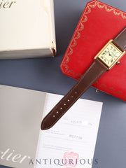 カルティエ マストタンク GM（XL）W1017454 / 2413  クォーツ Cal.687 SV925 革 純正尾錠（GP）アイボリーローマン文字盤 （SWISS MADE表記）箱 冊子 保証書（2004年）オーバーホール済み