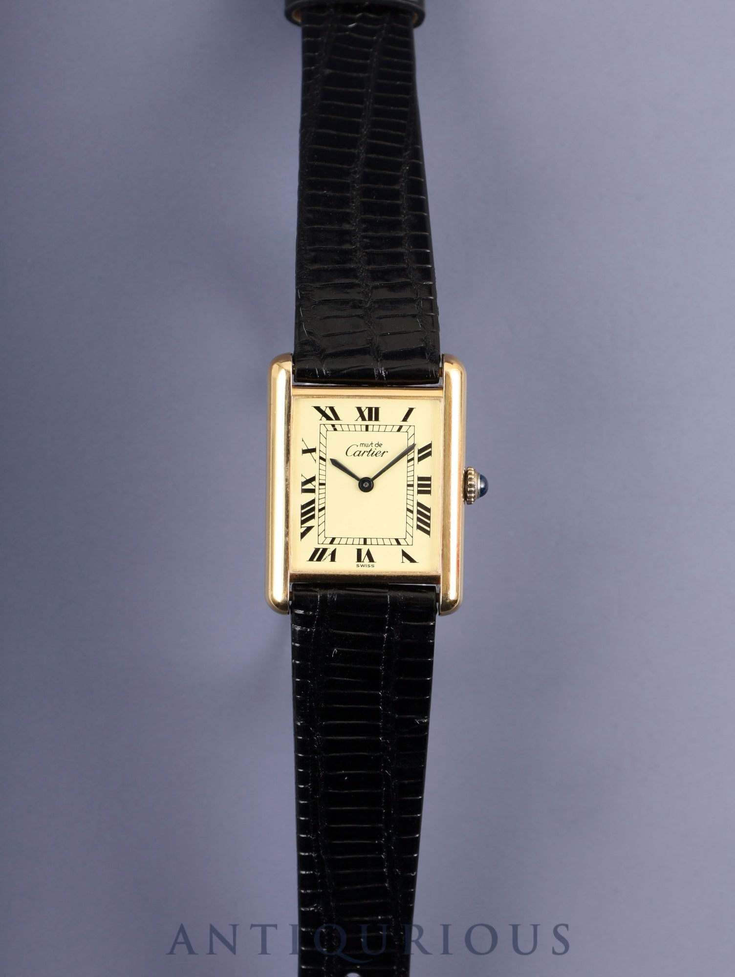 カルティエ マストタンク LM 手巻き Cal.78-1 SV925 革 純正尾錠（GP） アイボリーローマン文字盤（SWISS表記）オーバーホール済み