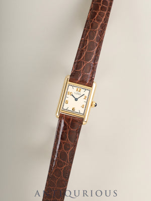 Cartier Must Tank SM W1008354 / 1613 Quartz SV925 Leather Genuine D-buckle (GP) Arabic dial (SWISS inscription) Completely serviced at a Cartier boutique