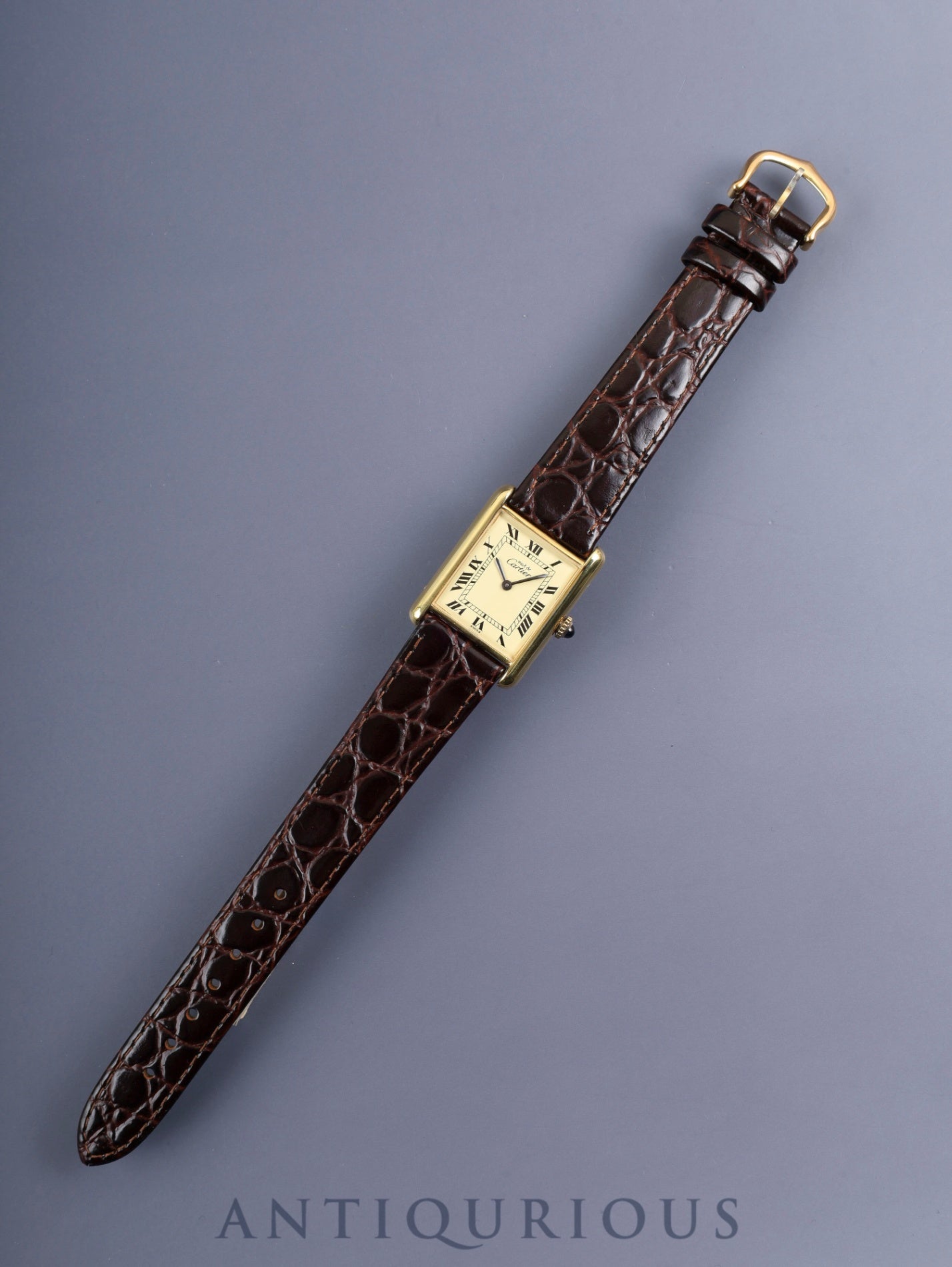 カルティエ マストタンク LM 手巻き Cal.78-1 SV925 革 純正ピンバックル（GP） アイボリーローマン文字盤（SWISS表記）オーバーホール済み