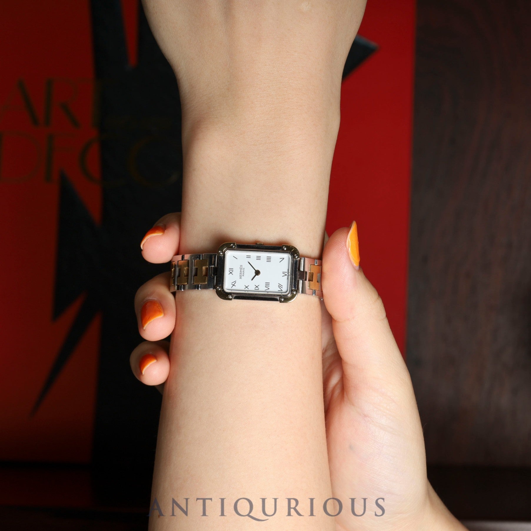 Hermès Cloajour CR1.240 Quartz Cal.976.001 SS/GP SS/GP White Dial Box Case Warranty (2008) Overhauled