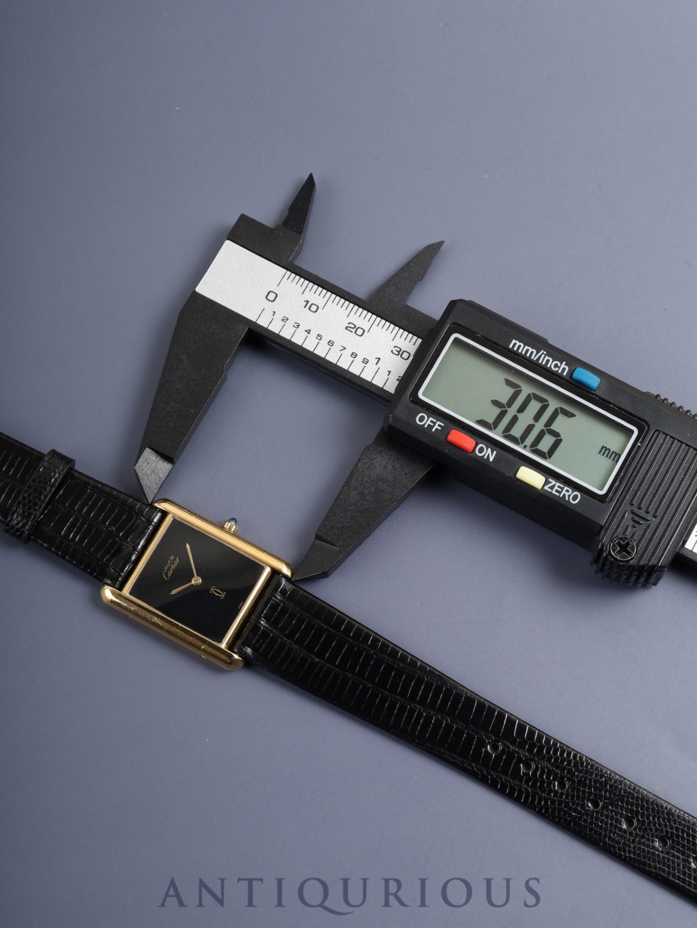 Cartier Must Tank LM 6 81006 Quartz Cal.81 SV925 Leather Original Pin Buckle (GP) Onyx Dial (SWISS marking) Overhauled, Re-inspected