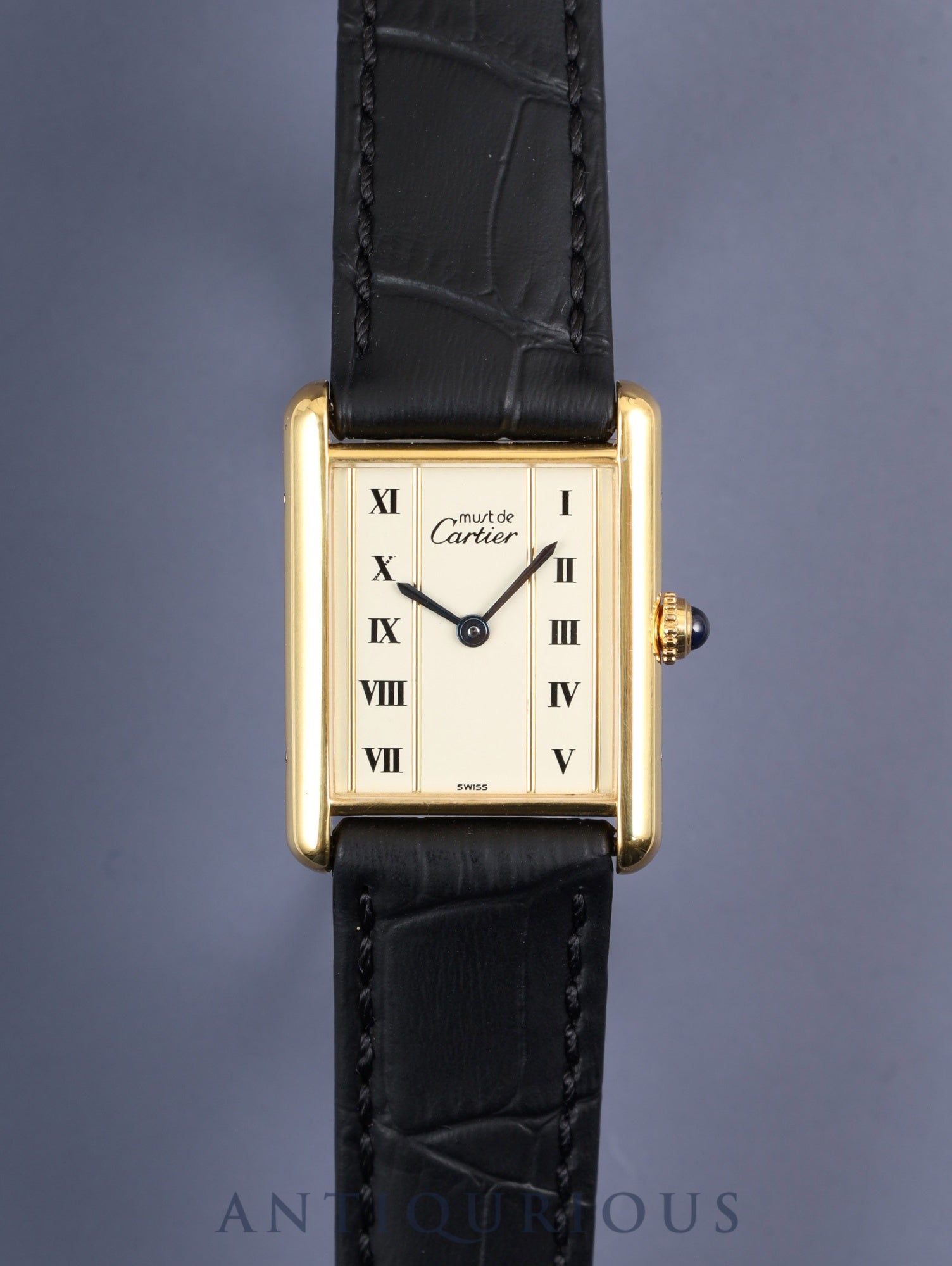 カルティエ マストタンク LM 590005 クォーツ SV925 革 純正尾錠（GP） ストレートローマン文字盤 オーバーホール済み 新品仕上げ済み