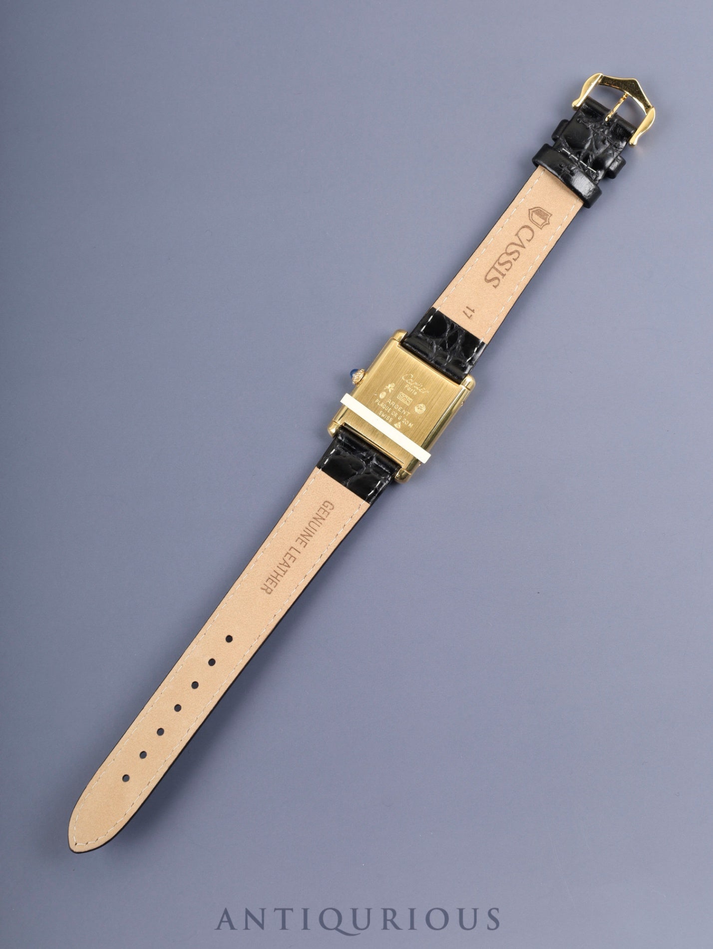 カルティエ マストタンク LM 手巻き Cal.78-1 SV925 革 純正尾錠（GP） ラピスラズリ文字盤（SWISS表記） オーバーホール済み 新品仕上げ済み