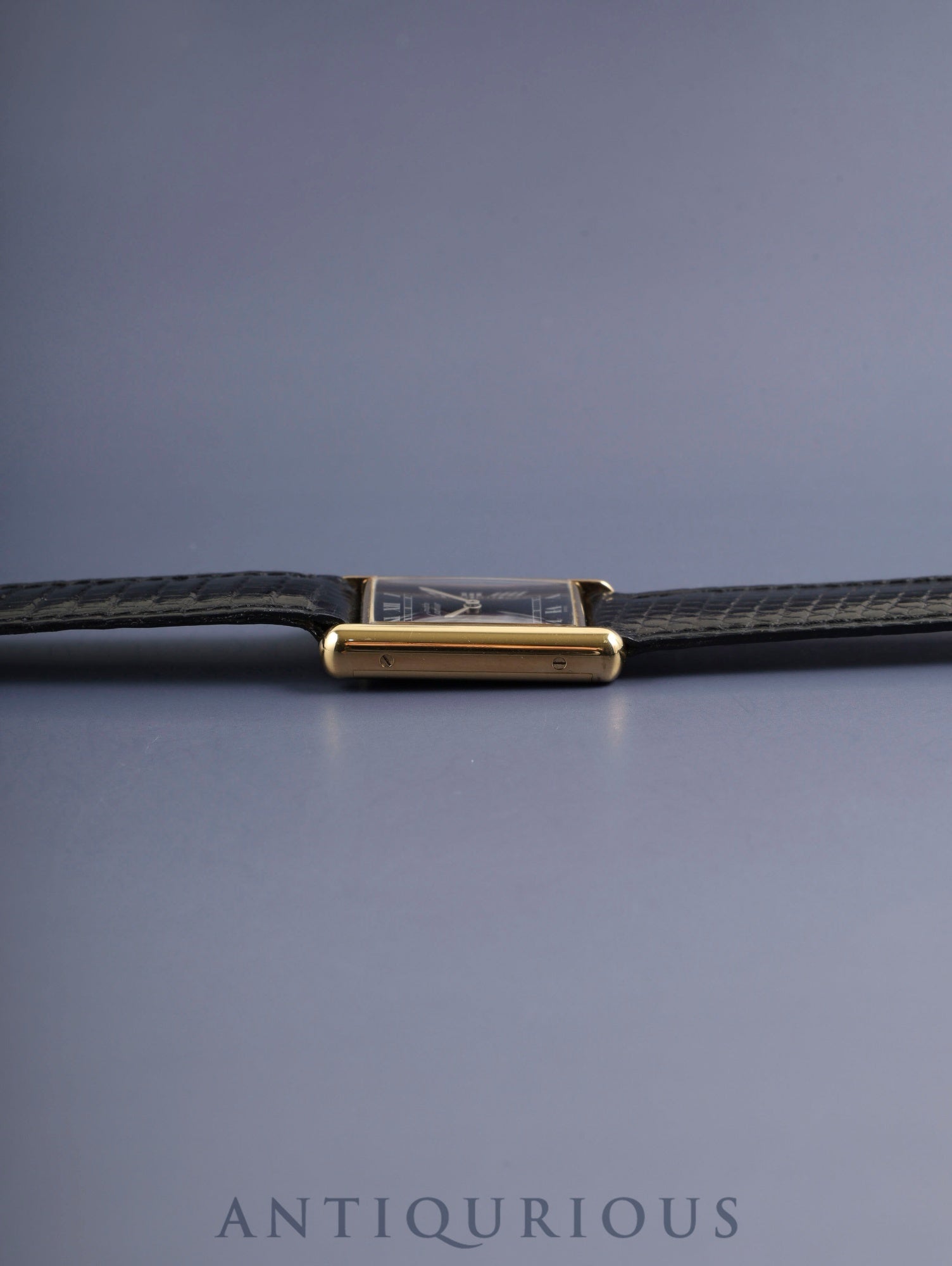 Cartier Must Tank LM Manual Winding SV925 Genuine Leather Strap Genuine Buckle (GP) Black Roman Dial Overhauled