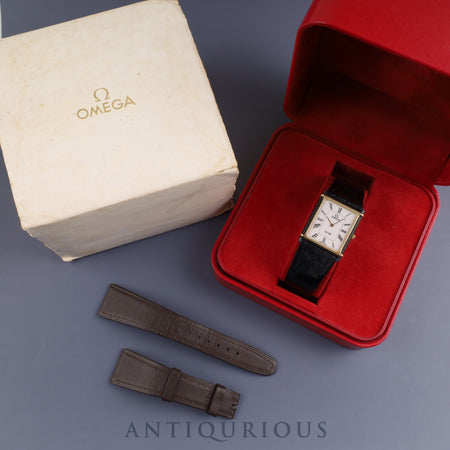 Omega De Ville Auteuil 191.0221 Quartz Cal.1450 GP Leather Strap with Genuine Buckle (GP) White Dial Box and Genuine Strap Overhauled