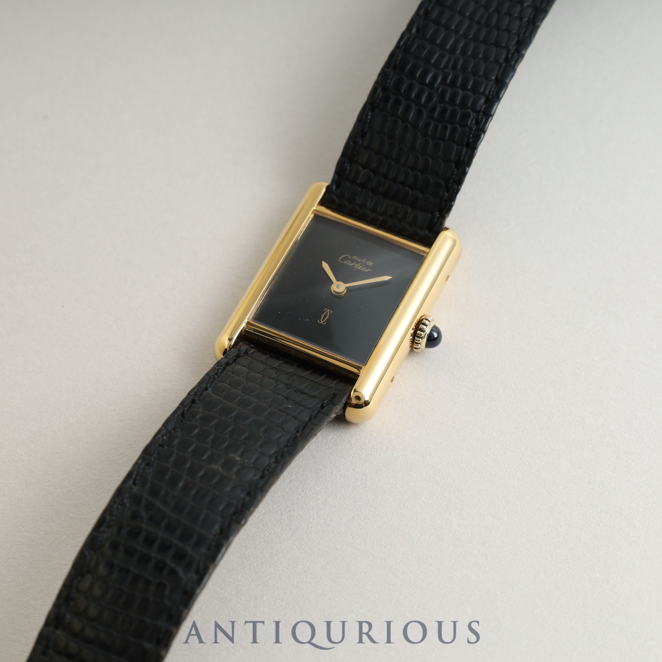 Cartier Must Tank SM Manual winding Onyx dial Genuine buckle Genuine belt Newly refurbished