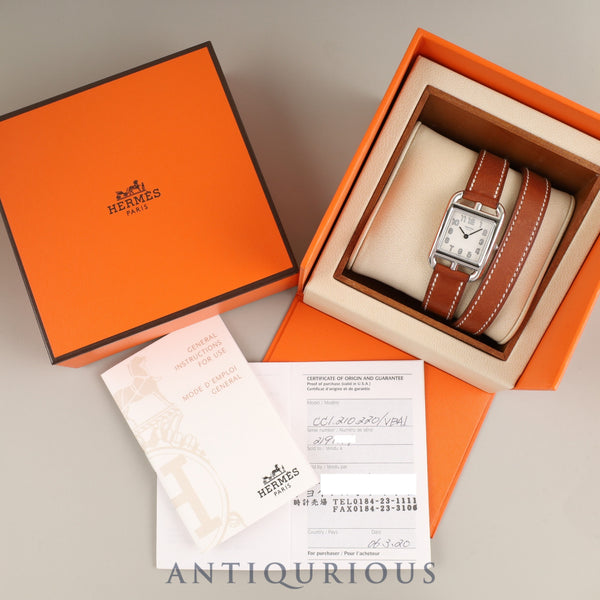 Hermès Cape Cod CC1.210 Quartz Caliber 976.001 Stainless Steel Watch with Genuine Leather Strap and Genuine Stainless Steel Buckle, Silver Dial, Box, Booklet, Warranty Card (2006) Overhauled