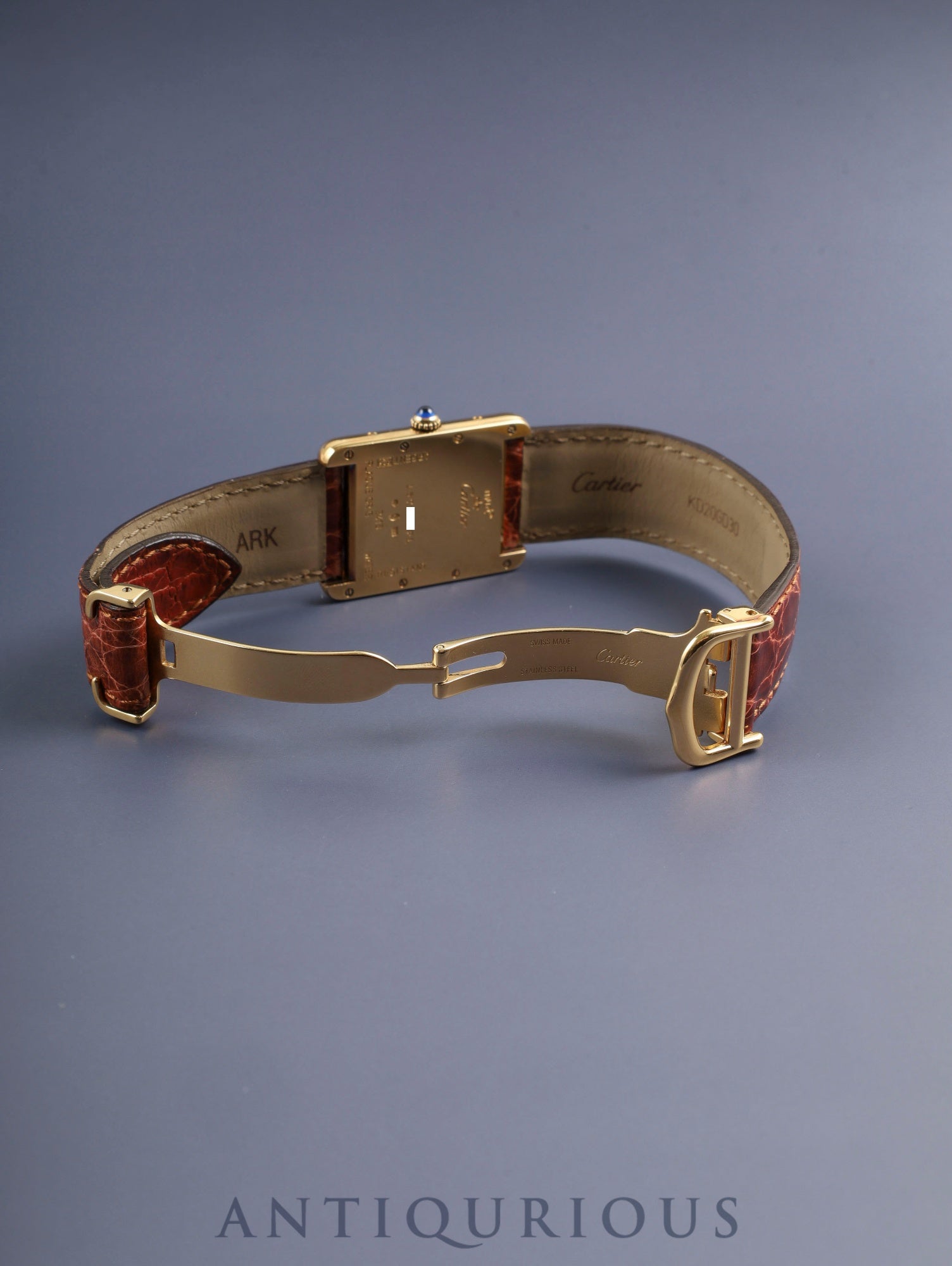 カルティエ マストタンク GM（XL） W1017454 / 2413 クォーツ Cal.687 SV925 革 純正Dバックル（GP）アイボリーローマン文字盤 （SWISS MADE表記） 箱 冊子 オーバーホール済み