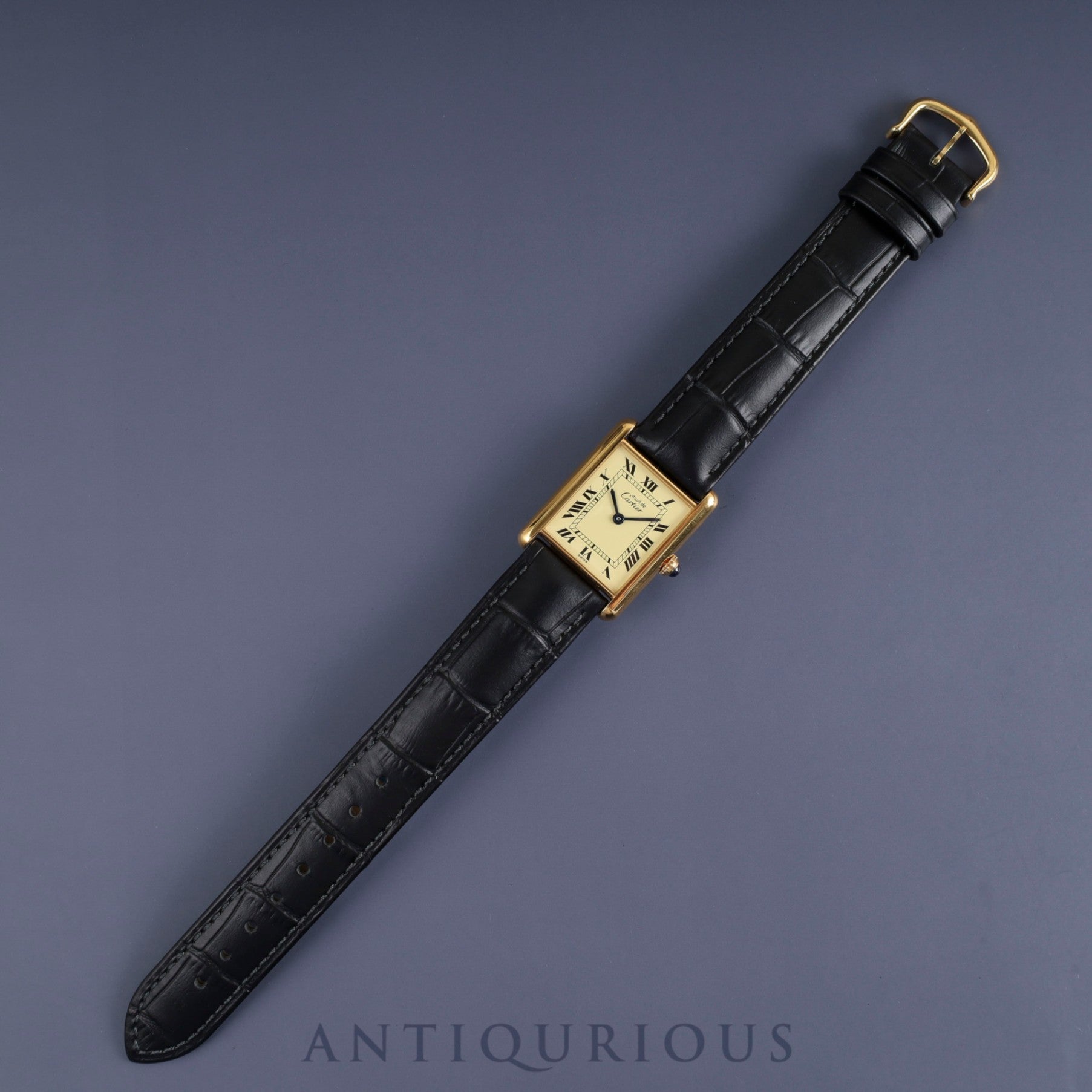 Cartier Must Tank LM W1002753 / 590005 Quartz Cal.90 SV925 Leather Genuine Buckle (GP) Ivory Roman Dial Genuine Leather Strap Overhauled