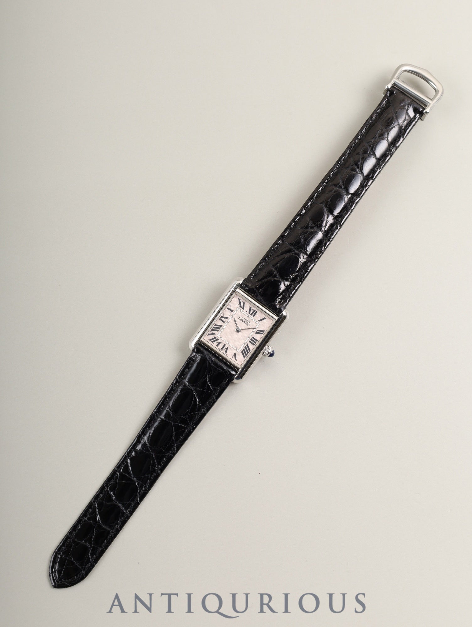 カルティエ マストタンク MM W1016130 / 2416 クォーツ Cal.057 SV925 革 純正Dバックル（SS）ピンクローマン文字盤 （SWISS MADE表記 / クリスマス限定） 箱 冊子 保証書 オーバーホール済み