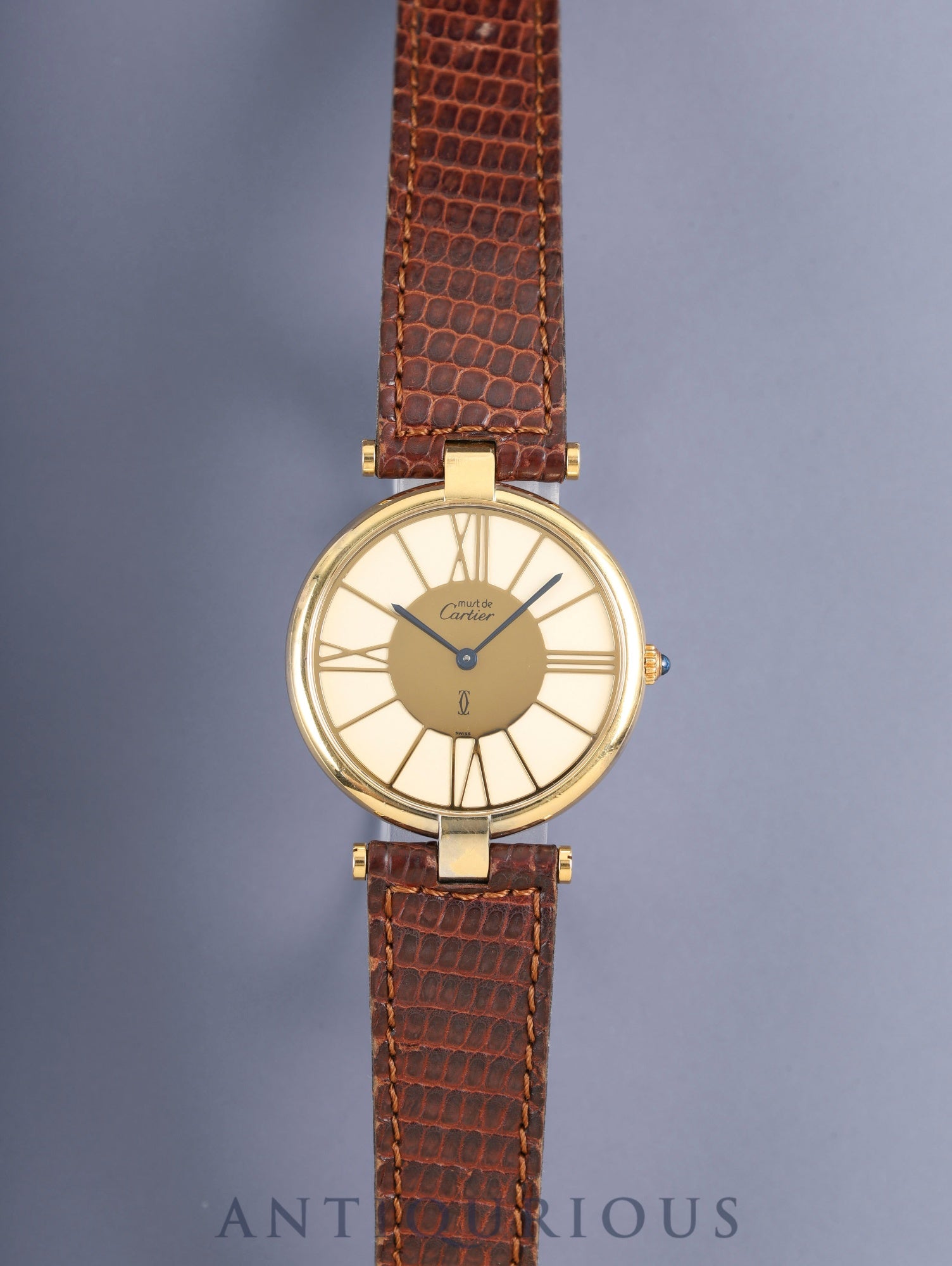 カルティエ マスト ヴァンドーム VLC LM W1001054 / 17 クォーツ SV925 革 純正尾錠（GP） クロワゾネ文字盤 カルティエブティックにてコンプリートサービス済み