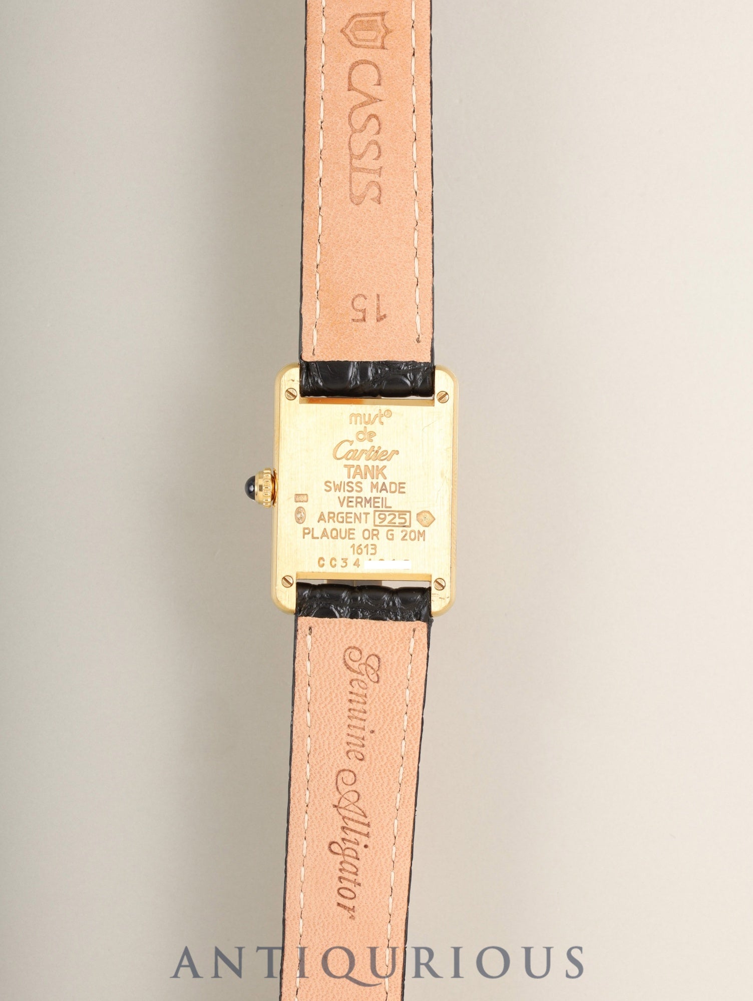 カルティエ マストタンク SM W1008354 / 1613 クォーツ Cal.057  SV925 革  純正Dバックル（GP）飛びアラビアCC文字盤（SWISS表記）箱 冊子 保証書（無記載）オーバーホール済み