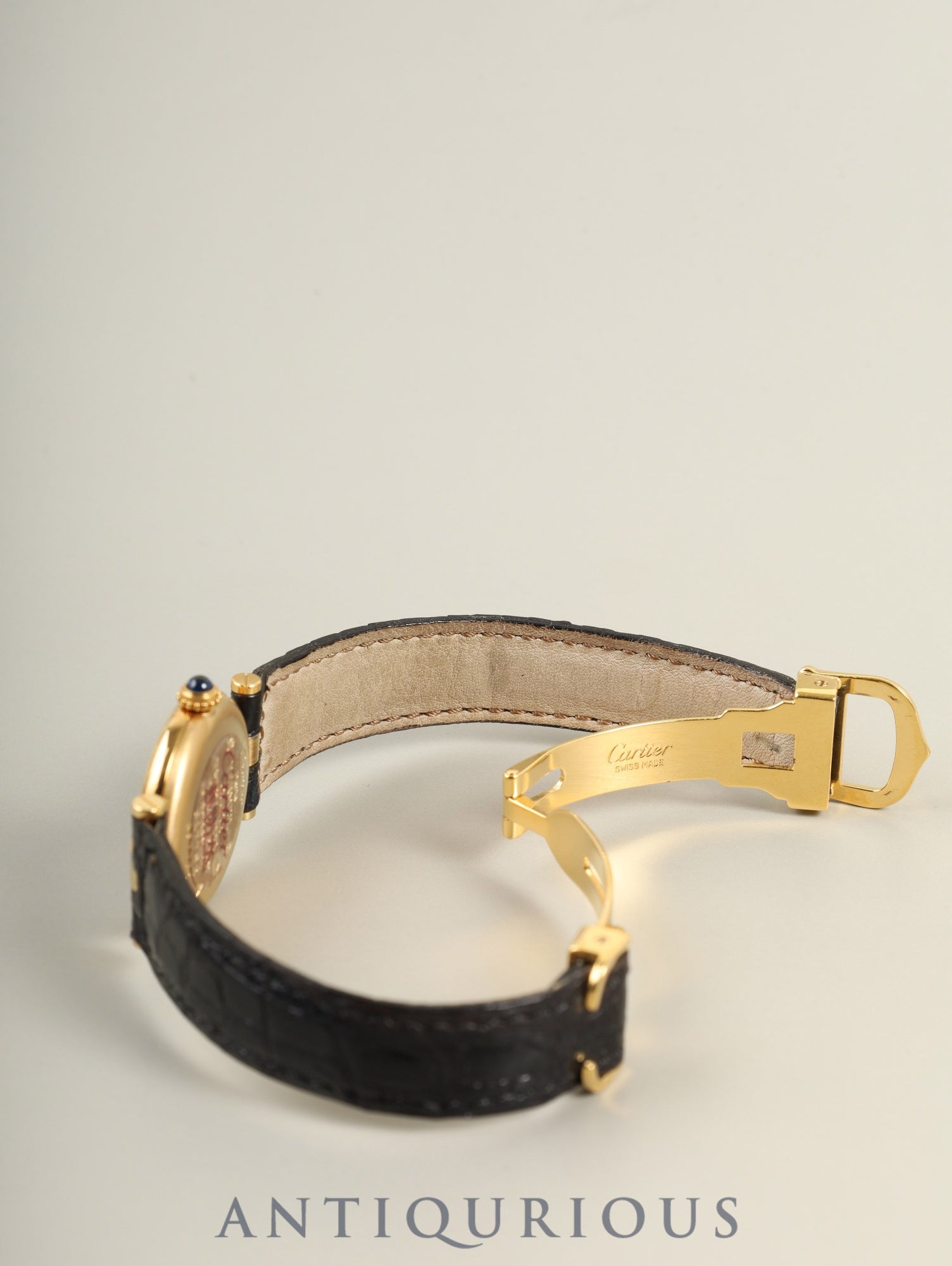 Cartier Must Vendome VLC SM 590004 Quartz SV925 Genuine Leather Strap Genuine D-Buckle (GP) Black Roman Numeral Dial (SWISS MADE) Warranty Card (blank) Complete service performed at Cartier boutique.