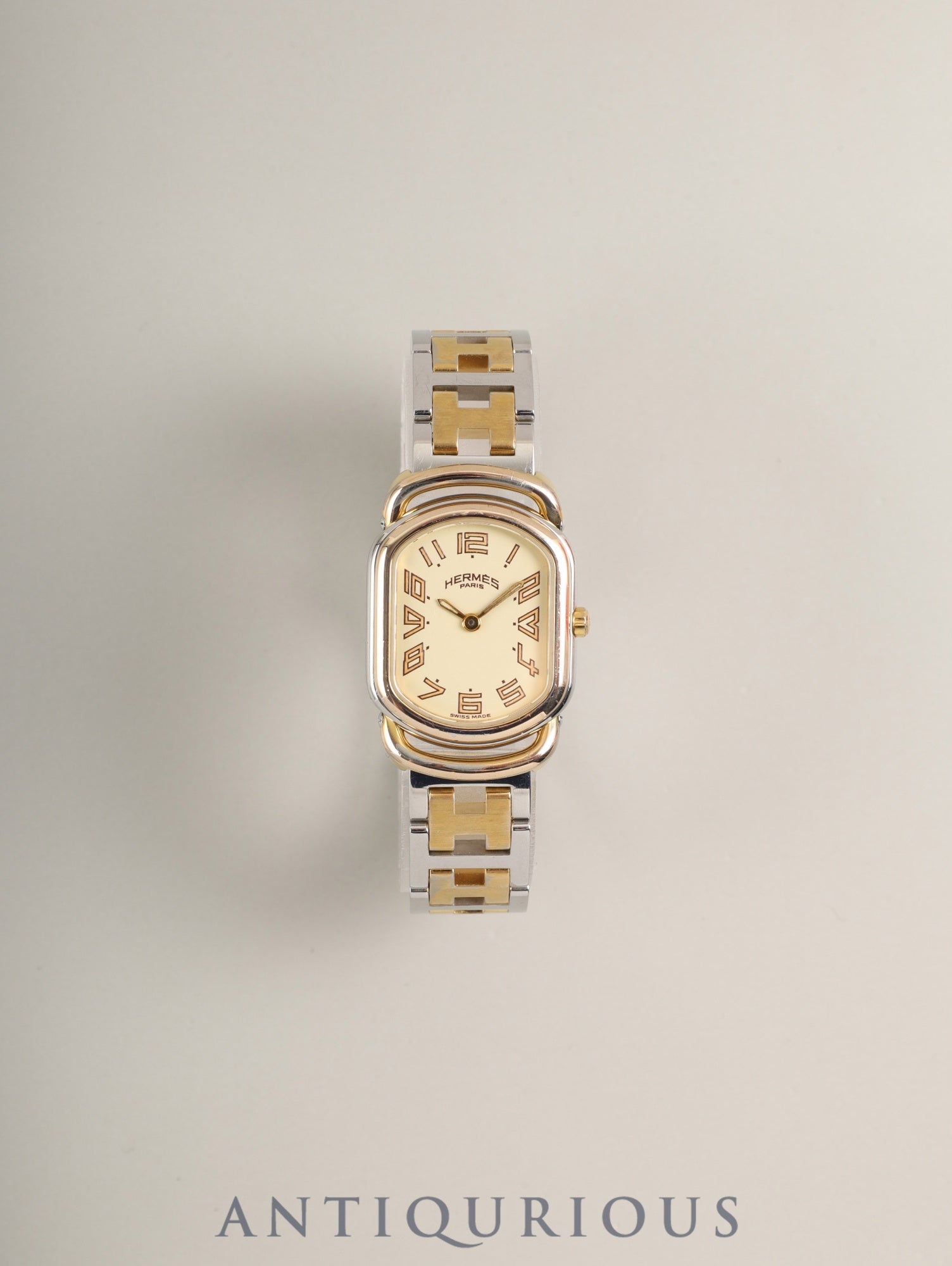 エルメス ラリー RA1.240 クォーツ Cal.976.001 SS/GP SS/GP ホワイト文字盤 オーバーホール済み