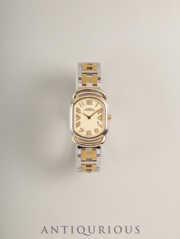 エルメス ラリー RA1.240 クォーツ Cal.976.001 SS/GP SS/GP アイボリー文字盤 オーバーホール済み