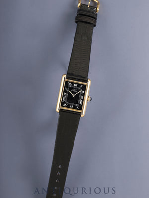 Cartier Must Tank LM 6 Hand-wound Cal.78-1 SV925 Leather Genuine Pin Buckle (GP) Black Roman Dial (SWISS marking) Overhauled