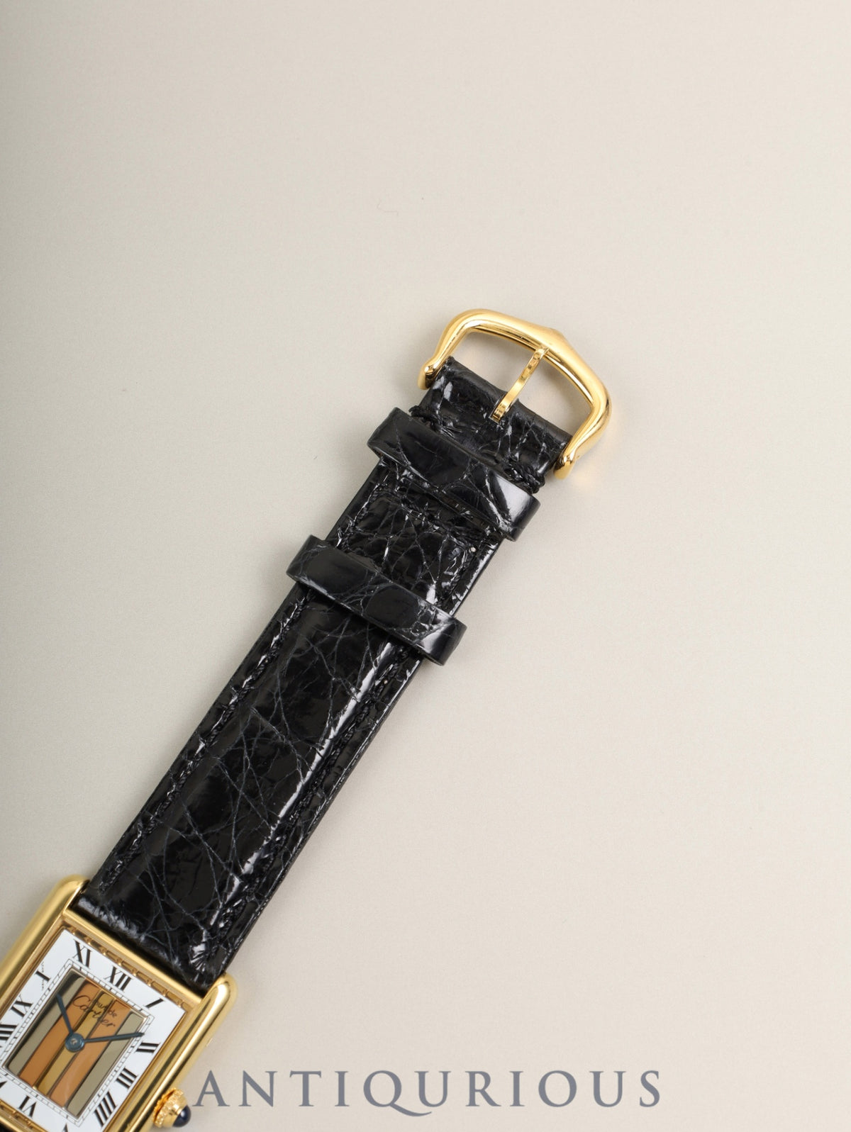 カルティエ マストタンク LM 590005 クォーツ Cal.90 SV925 革 純正ピンバックル（GP）フロントトリニティ文字盤（SWISS表記） オーバーホール済み 新品仕上げ済み