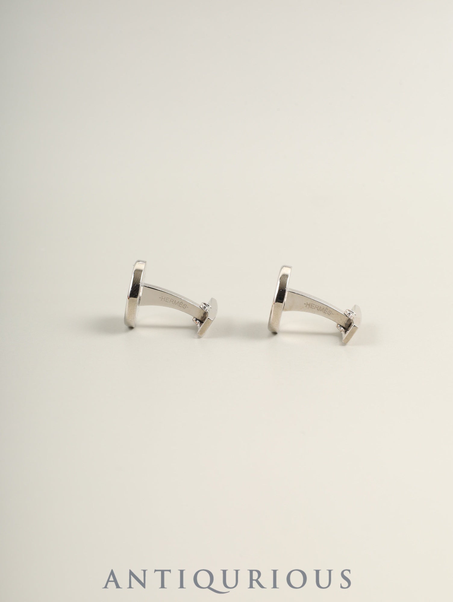 Hermes Cufflinks Shark Metal x Leather Box