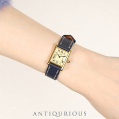 Cartier Must Tank SM 5057001 Quartz Caliber - SV925 Leather Strap with Genuine GP Buckle Ivory Roman Dial Completely Serviced (Full Maintenance) at a Cartier Boutique, Newly Polished