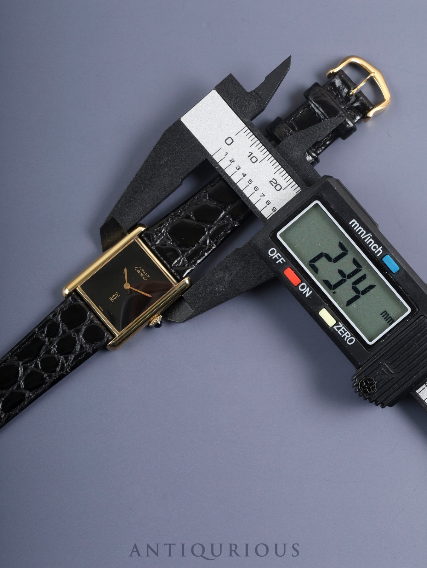 Cartier Must Tank LM Manual Winding Cal. 78-1 SV925 Leather Genuine Buckle (GP) Onyx Dial Box Booklet Warranty (1981) Overhauled