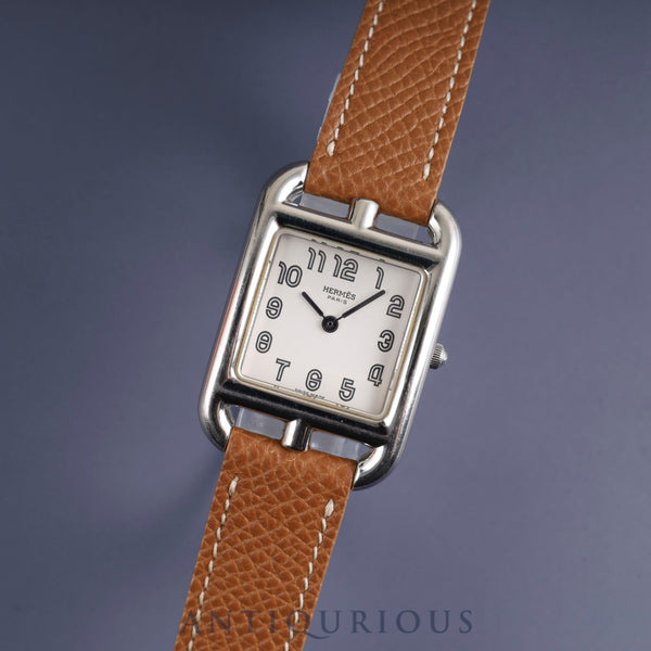 Hermes Cape Cod CC1.210 Quartz Cal.976.001 SS Leather Genuine Buckle (SS) Silver Arabic Dial Genuine Leather Strap (□F Stamp: 2002) Overhauled