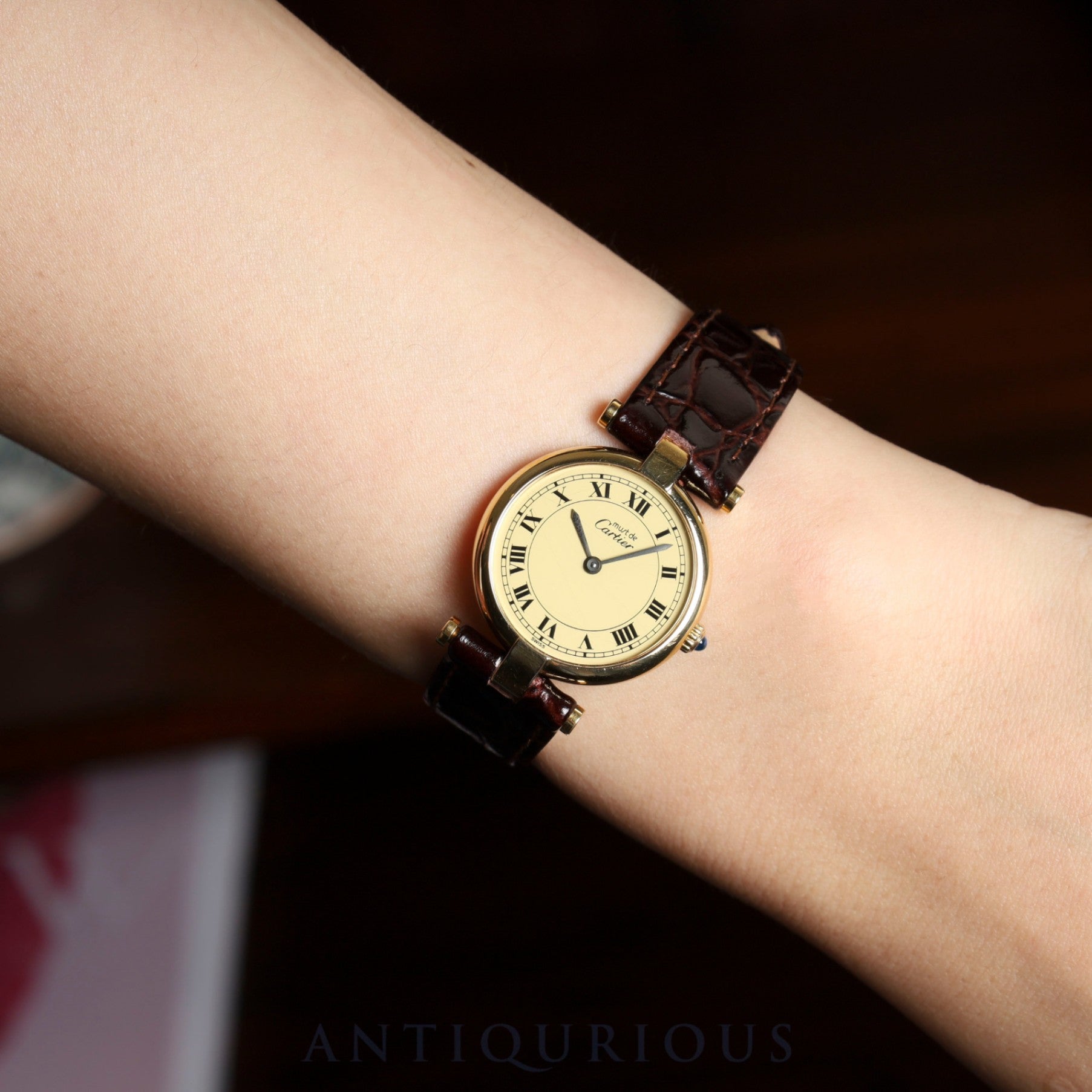 Cartier Must Vendôme VLC SM 18 Quartz Cal.81 SV925 Genuine Buckle (GP) Ivory Roman Dial Box Booklet Warranty Card Overhauled