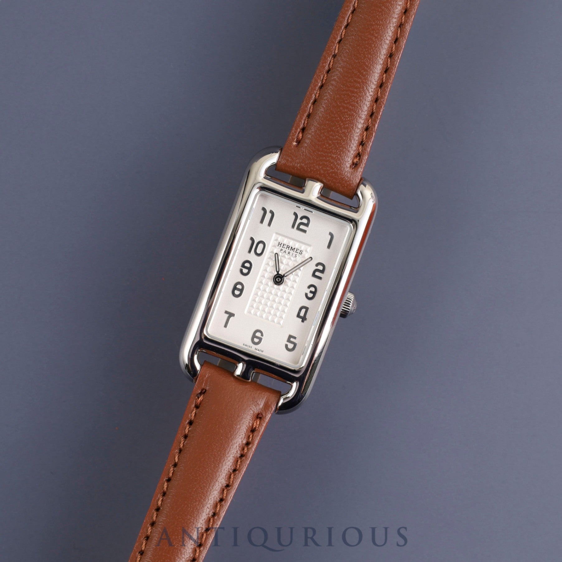 Hermes Nantucket NA2.110 Quartz Cal.280.002 SS Leather Third-party buckle (SS) Silver dial Box Warranty (2018) Overhauled