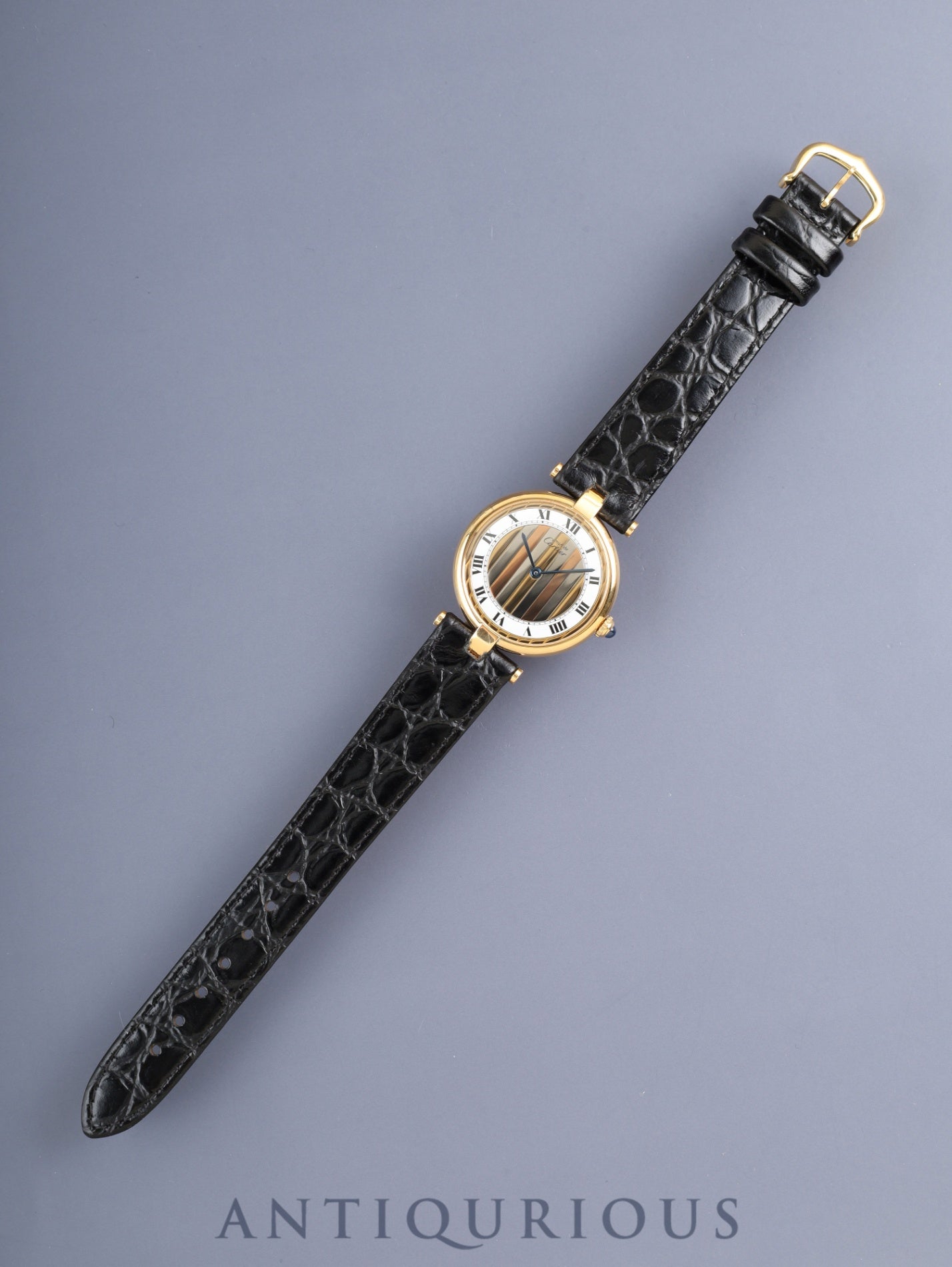 カルティエ マスト ヴァンドーム VLC LM 590003 クォーツ Cal.- SV925 革 純正ピンバックル（GP）フロントトリニティ文字盤 カルティエブティックにてコンプリートサービス済み