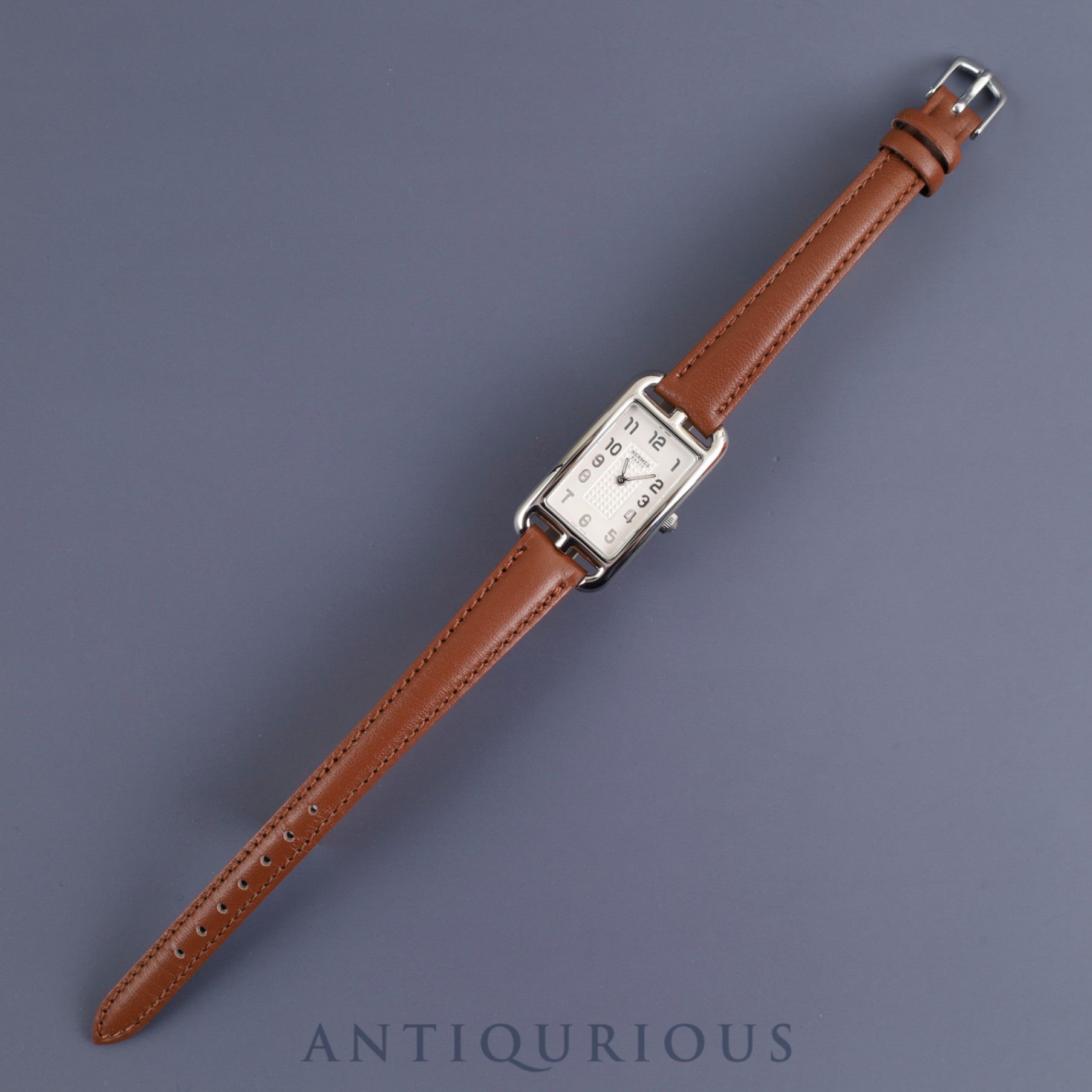 Hermes Nantucket NA2.110 Quartz Cal.280.002 SS Leather Third-party buckle (SS) Silver dial Box Warranty (2018) Overhauled