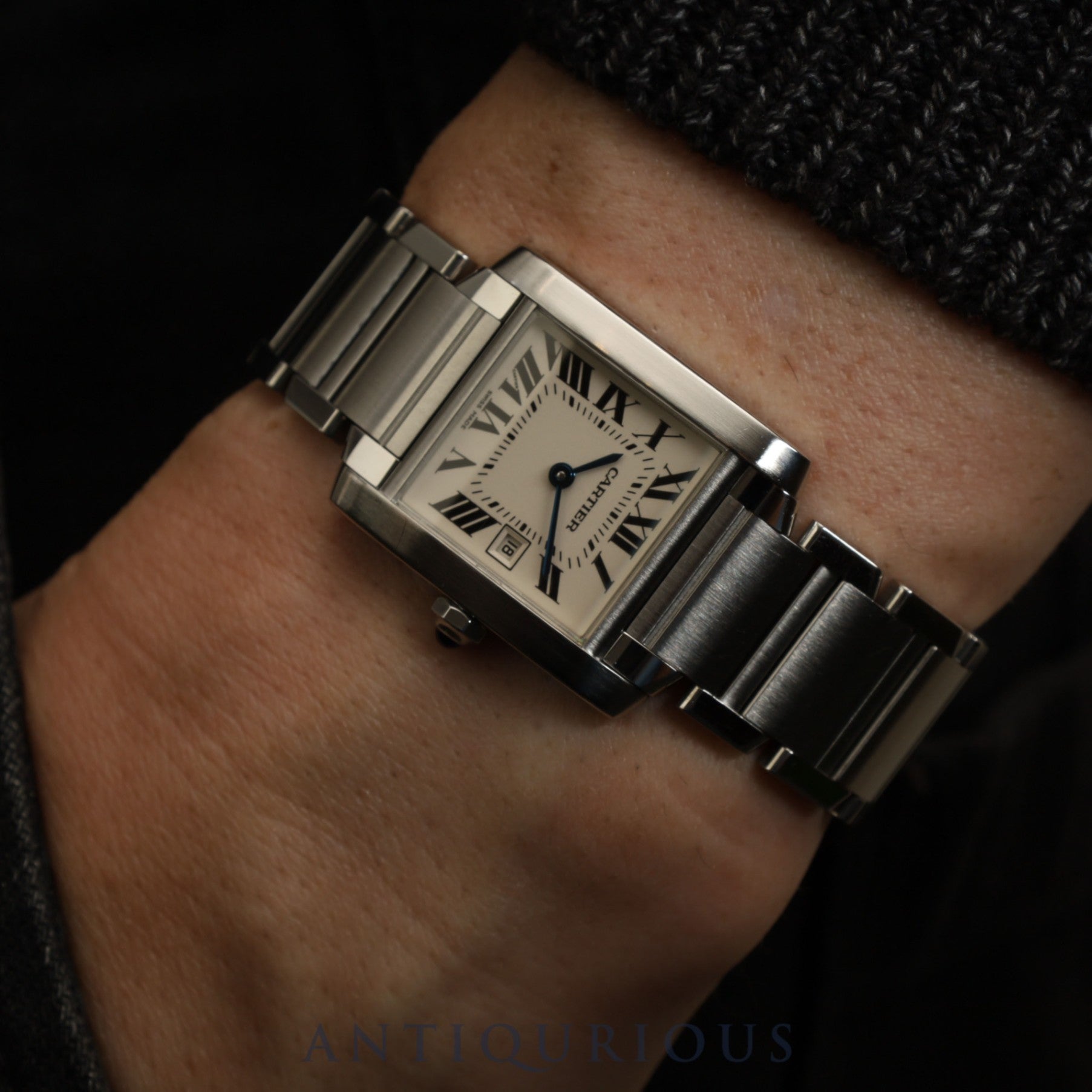 Cartier Tank Française MM W51011Q3/2465 Quartz Caliber 175N Stainless Steel White Roman Dial Box Booklet Warranty (2005) Overhauled