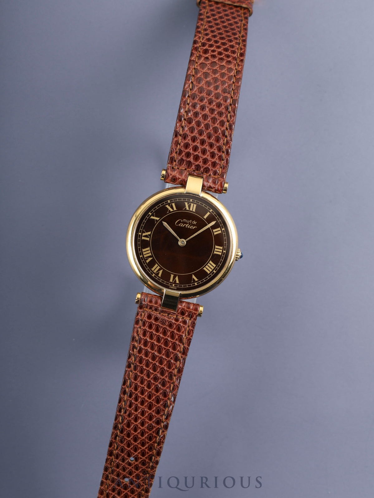 Cartier Must Vendôme VLC LM 17 Quartz Cal.81 SV925 Genuine Leather Strap Genuine Buckle (GP) Brown Roman Dial Box Warranty (1988) Overhauled