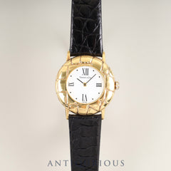 ティファニー ラウンド クォーツ Cal.6.20 18KT 革 純正尾錠（18K） ホワイトローマン文字盤 オーバーホール済み