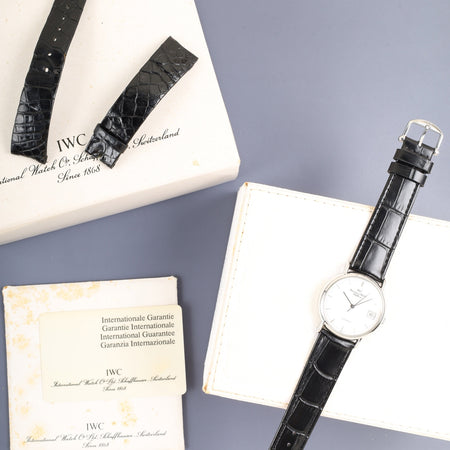 IWC ポートフィノ IW351320 自動巻き Cal.C37521 SS 革 純正ピンバックル（SS）ホワイト文字盤（SWISS表記）箱 冊子 保証書（2016年）純正レザーベルト付き オーバーホール済み アイダブリュシー