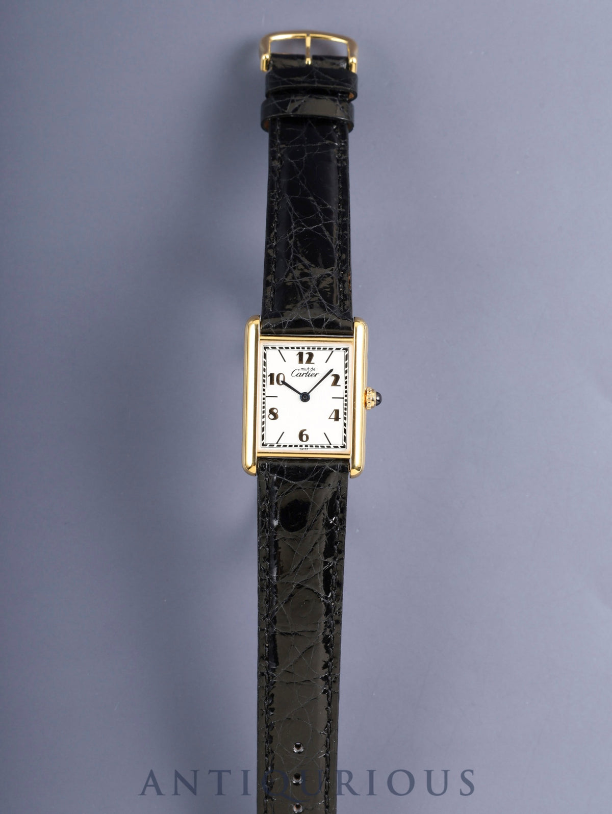 Cartier Must Tank LM W1008254 / 1615 Quartz Cal.90 SV925 Leather Genuine Pin Buckle (GP) Arabic Dial (SWISS marking) Overhauled, Polished