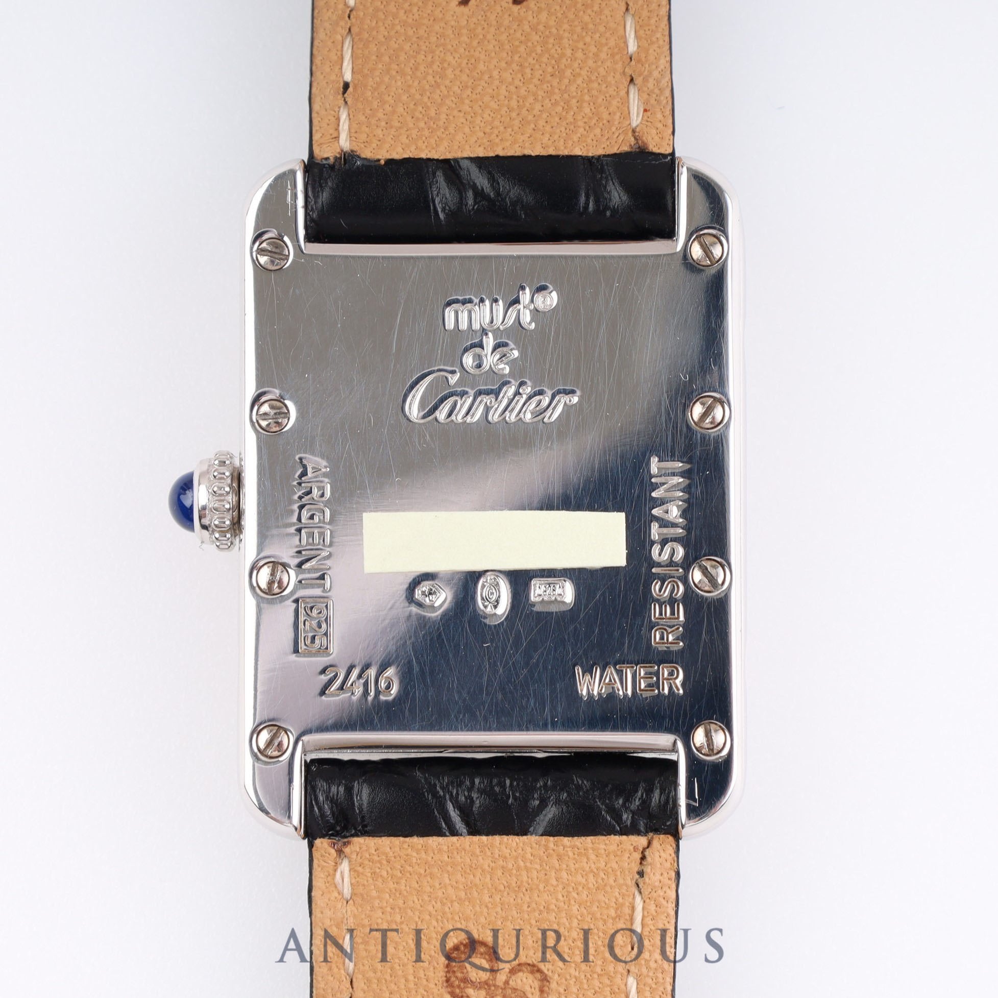 Cartier Must Tank MM QZ W1016230 SV925 Leather Genuine D-buckle Silver Roman dial New finish Battery replaced